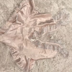 70’s(?) pastel pink lace teddy